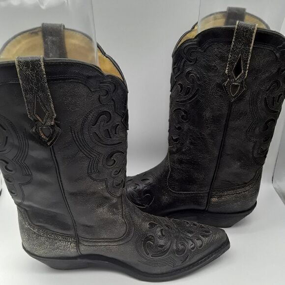 Rockin Country Women's Pointed Toe Leather Cowboy Boots Size 10M - Picture 8 of 11